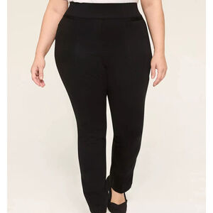 Lane Bryant Ponte Pull-On Straight Black Pants Long Mid-Rise Size 14 NWT $69